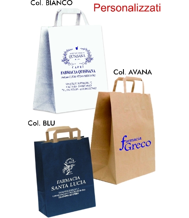 Art. EGO058 Shoppers in carta Kraft F.to 45+15x49 manico a piattina, imballo 125 pz.