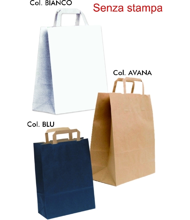 Art. EGO058 Shoppers in carta Kraft F.to 45+15x49 manico a piattina, imballo 125 pz.