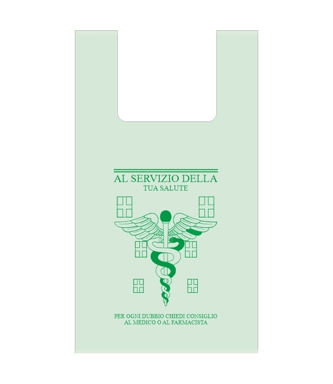 Art. BIEGO33V Shoppers F.to 22x40 Biodegradabile e compostabili Green - Manico a Canottiera